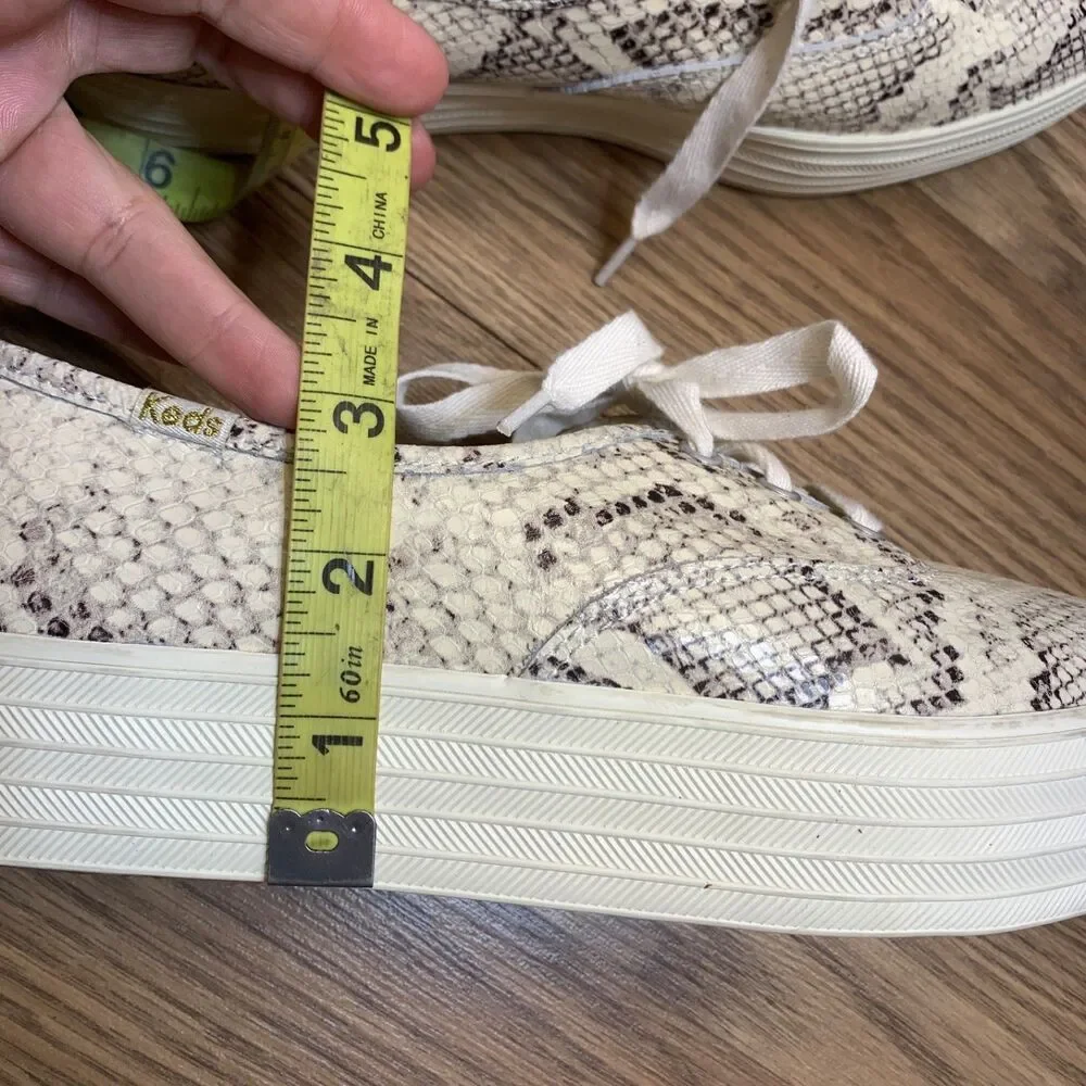 Keds Womens Triple Kick Sneakers Platform Shoes Snake Print Leather Lace Up 7‎